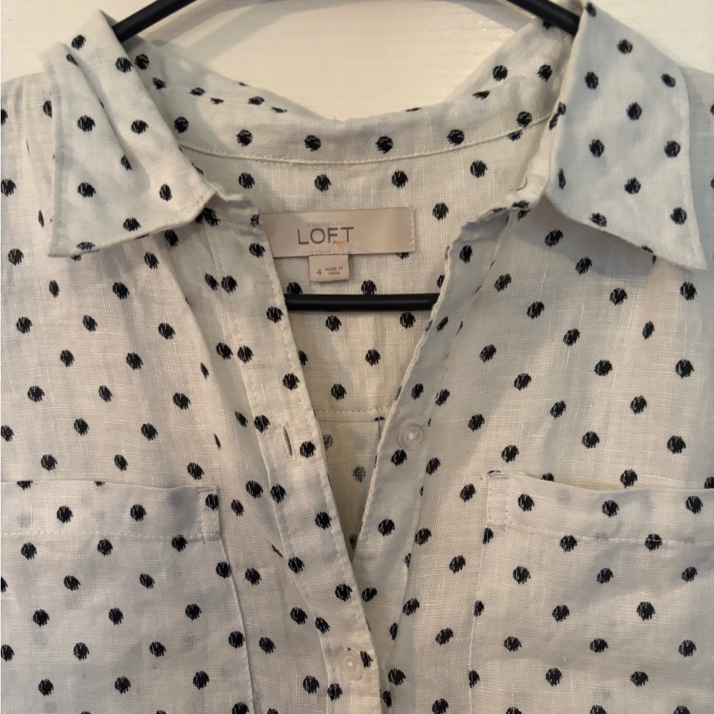 Black and White Polka Dot Sheer Linen Lined Dress size 4